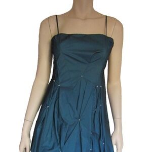 BCBGMAXAZRIA Adjustable Strap Beaded Woven Evening Gown Dress